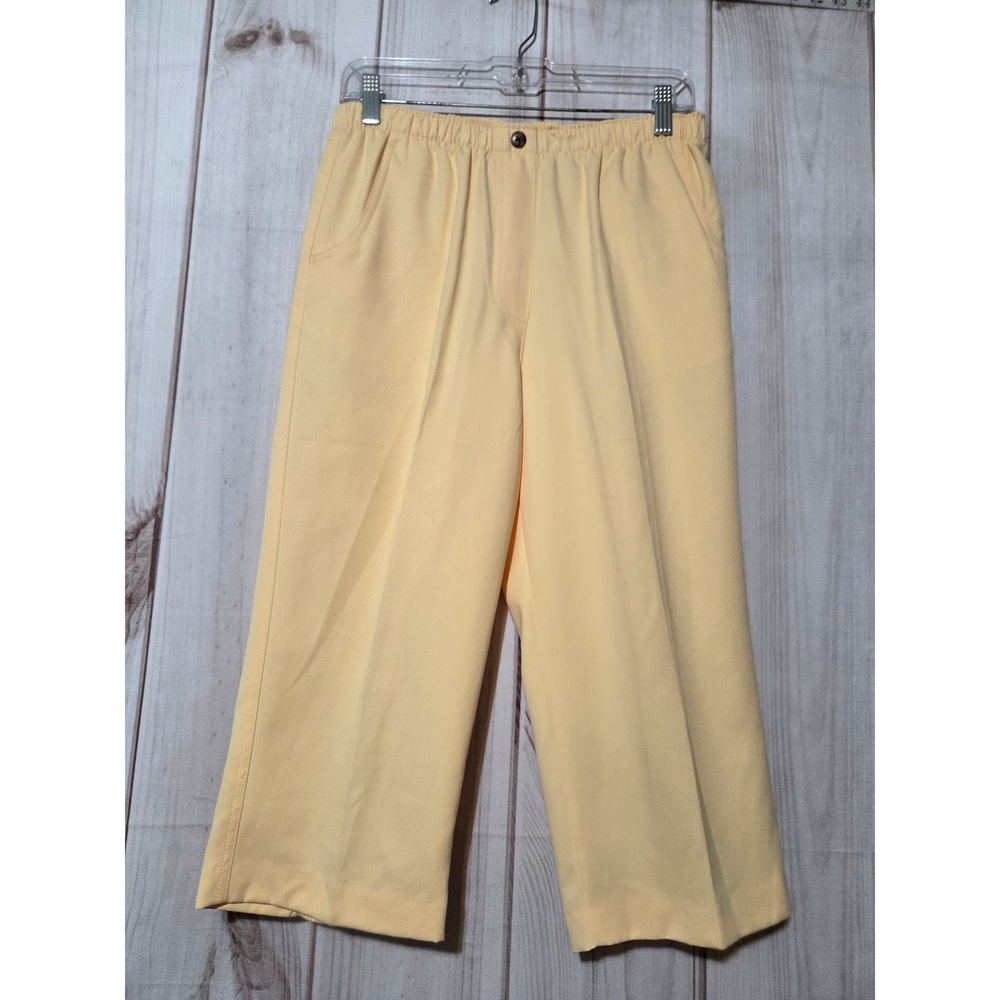 Kim Rogers Signature Petite Yellow Cropped Pants Elastic Waist Capris 6P